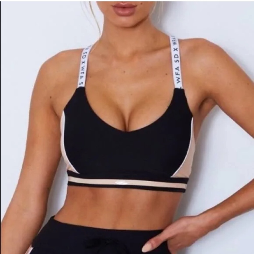 Sarah’s Day X White Fox Black Sports Bra - Picture 1 of 3